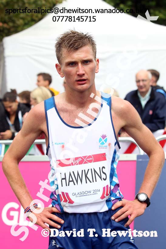 Derek Hawkins (Scotland) in the mens Commonwealth Games Marathon, Glasgow. Photo: David T. Hewitson/Sports for All Pics
